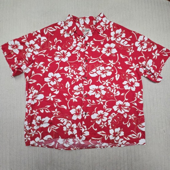 Hilo Hattie Other - Hilo Hattie Shirt Mens 3XL Red Floral Hawaiian Short Sleeve Made Hawaii USA